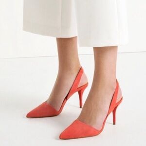 ZARA CHIC PEACH SLINGBACK POINTED HEELS SANDALS BRAND NEW WITH TAGS US 9 EUR 40